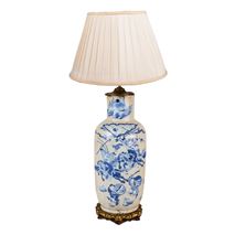 19th Century, Chinese Blue and White vase / lamp. 56cm (22") high
